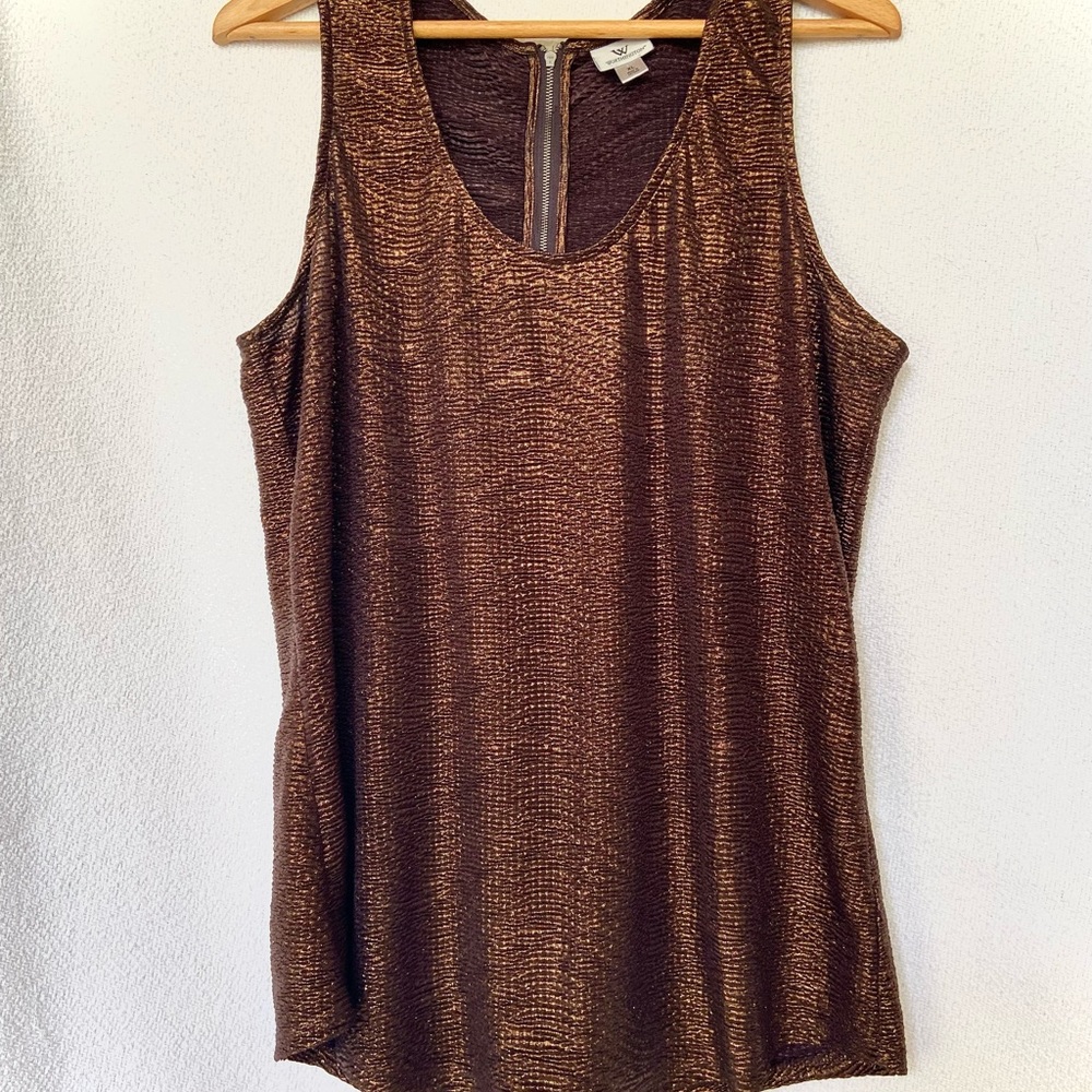 Worthington Bronze Sleeveless Top with Zipper, size XL